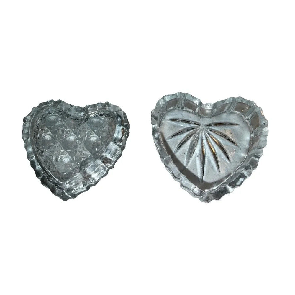 Heart Shaped Jewel Crystal Glass Covered‎ Trinket Keepsake Box - 2.5 x 2.5